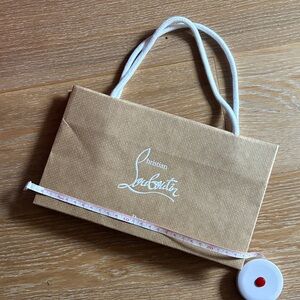Christian Louboutin shopping bag Brown Tote with White Handles Red inside
